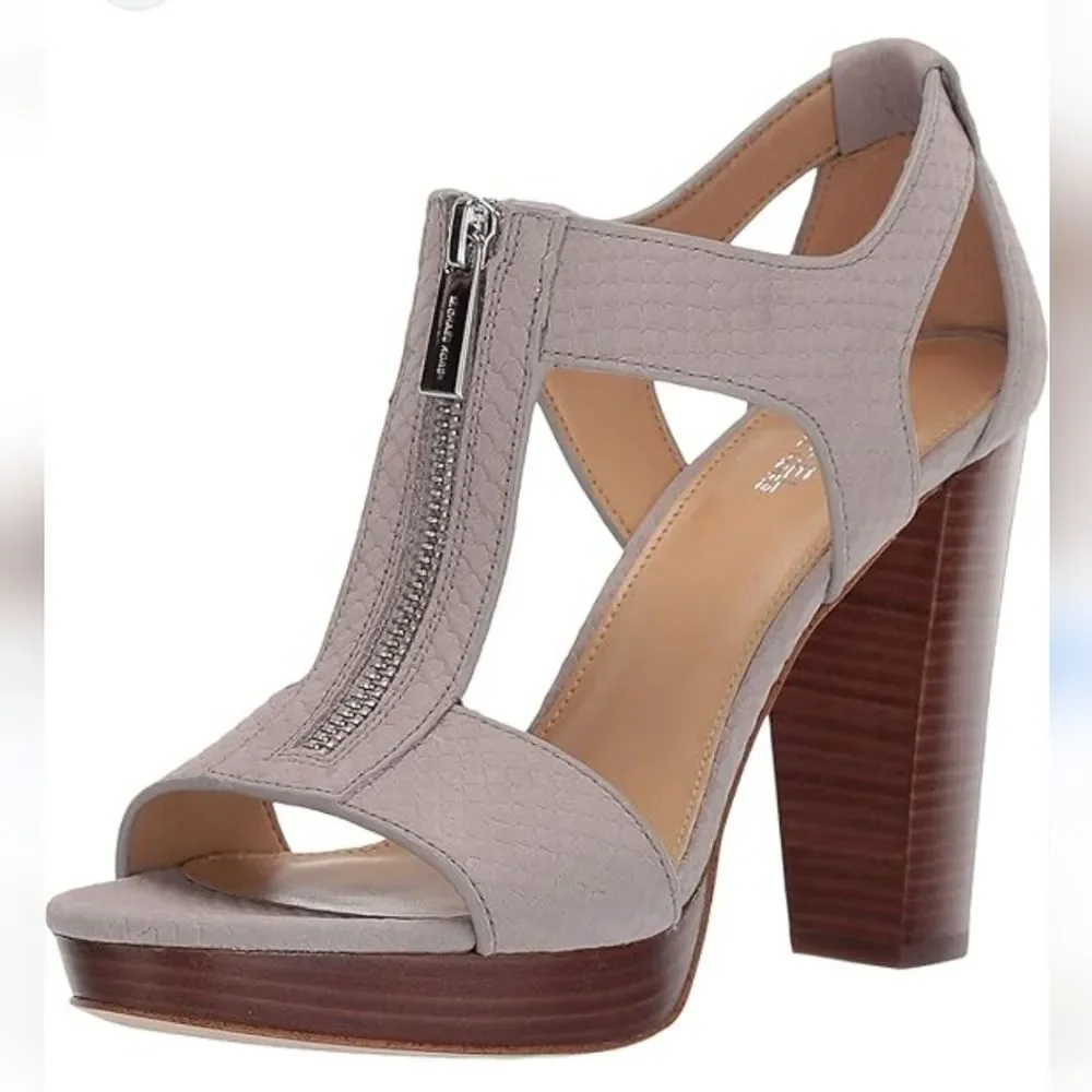 Michael Michael Kors Berkeley Snakeskin Leather T-Strap Platform Sandals, 8 - Picture 2 of 14